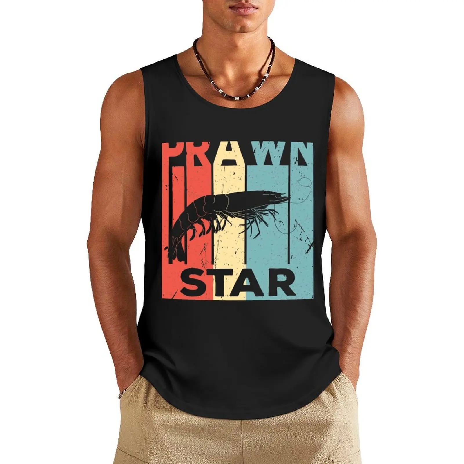 Prawn Star Vintage Retro Tank Top gym clothing men Men's singlets T-shirt Men's gym