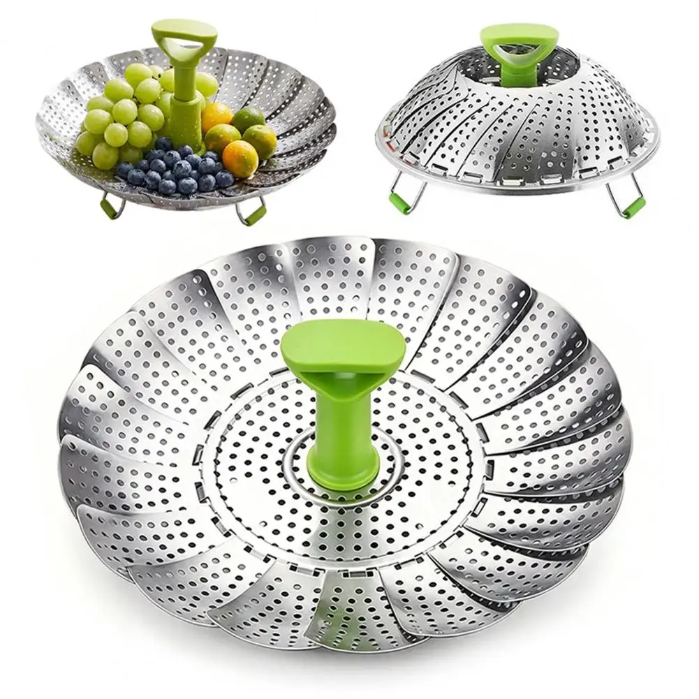 Vegetable Steamer Basket Stainless Steel Steaming Insert Foldable Stainless Steel Steamer Rack Expandable Vegetable Steaming