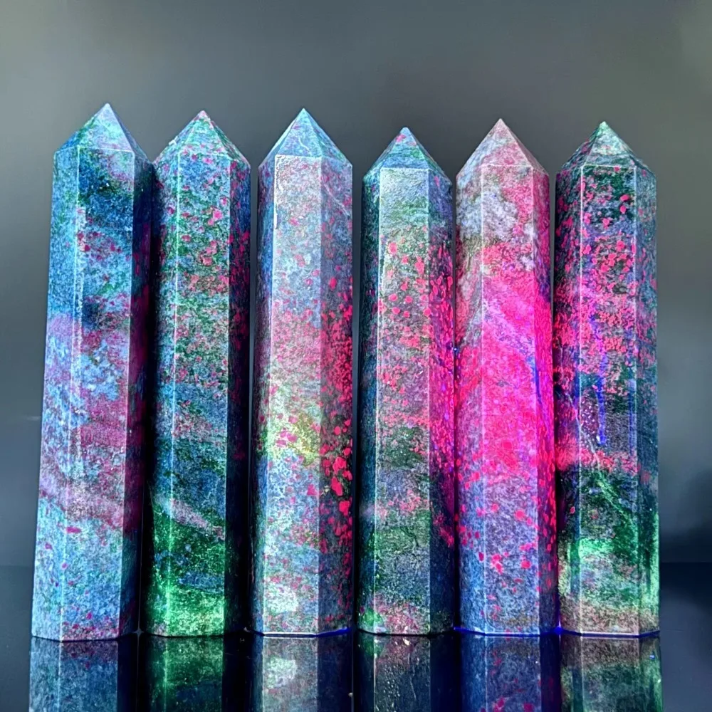 Natural Ruby Kyanite Crystal Points Tower Wand Healing Energy Ore Mineral Obelisk Tower Witchcraft  Year Halloween Easter