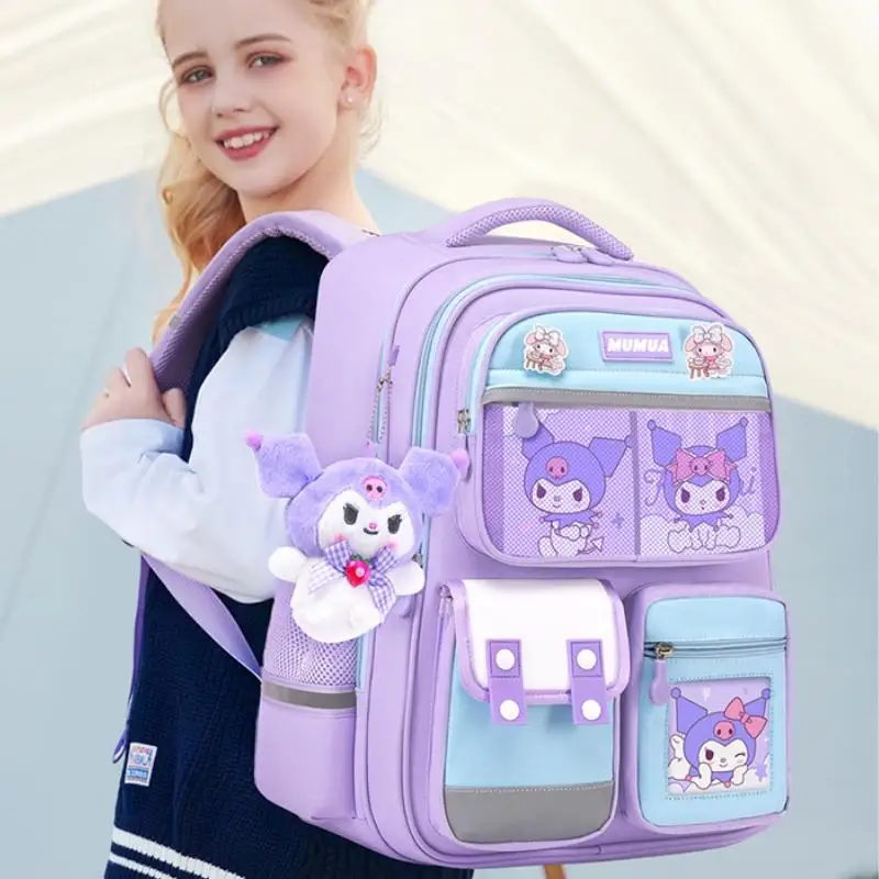 Sanrios My Melody Kuromi Girl Primary School Bag Lightweight Cartoon Cute Kid Spine Protection and Burden-Reducing Backpack Gift