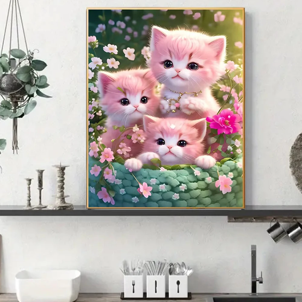 

Diamond Painting Three cats Paste For Beginners 5DFull Diamond Embroidery Animals DIY Cross Stitch Arts Craft Home Decor Gift