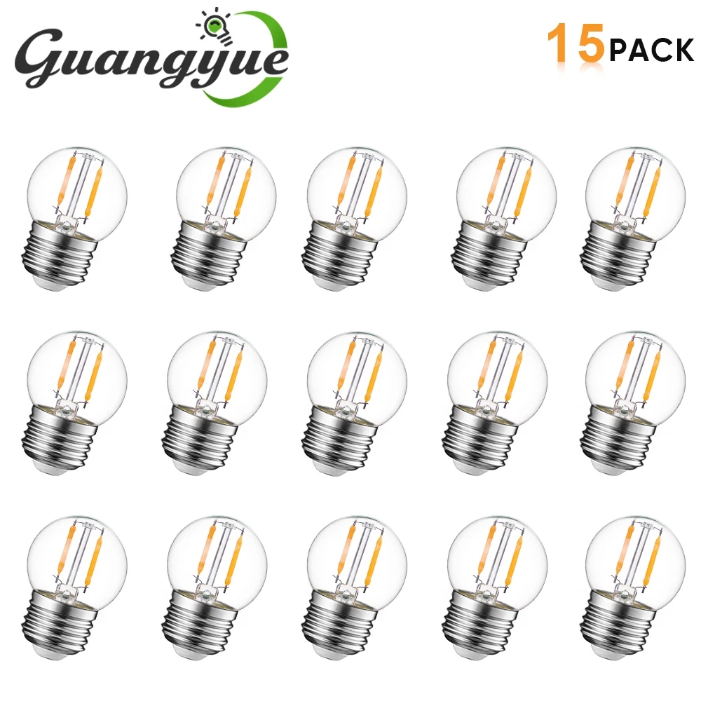 G40 LED Replacement Bulbs for String Lights E27 220V Globe Light Bulbs Dimmable Warm White 1 Watt Lamp Lights Indoor Outdoor Use