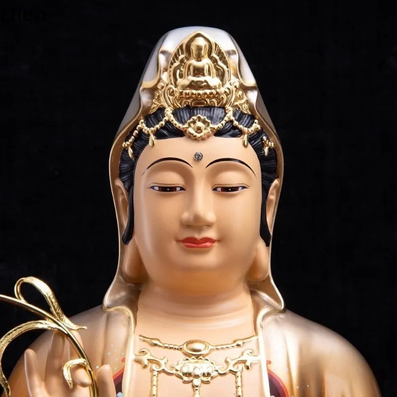 YFY  pure copper guanyin bodhisattva buddha statue for home worship of guanyin bodhisattva nanhai guanyin statue saha three