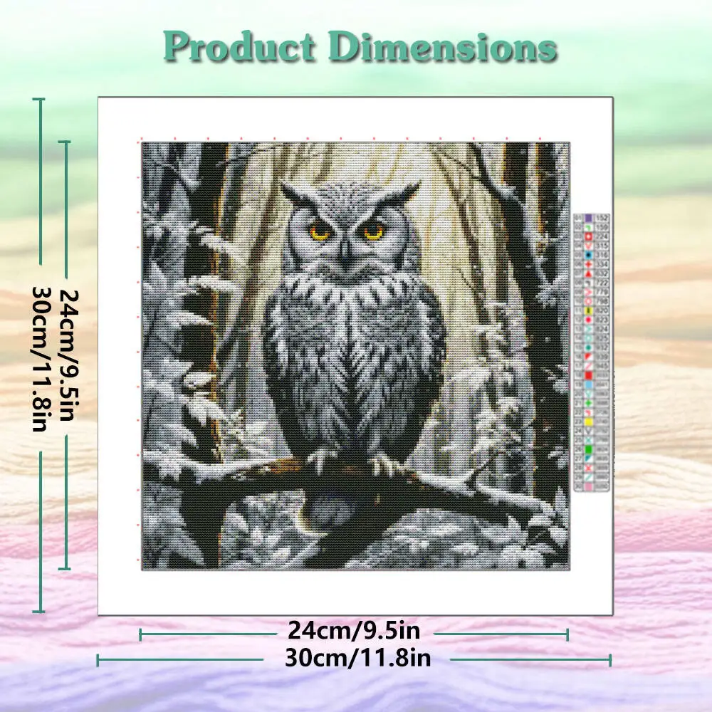 11CT Full Embroidery Animal Owl Cotton Thread Printed Cross Stitch Kit Art Decorative Paintings Handmade Gift