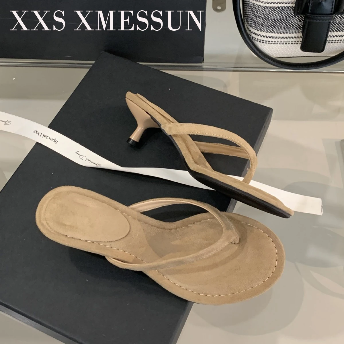 

XXS XMESSUN 2026 New Summer Fashion Thin Low Heels Slippers Women Round Clip Toe Beach Casual Sandals Flip Flops Shoes