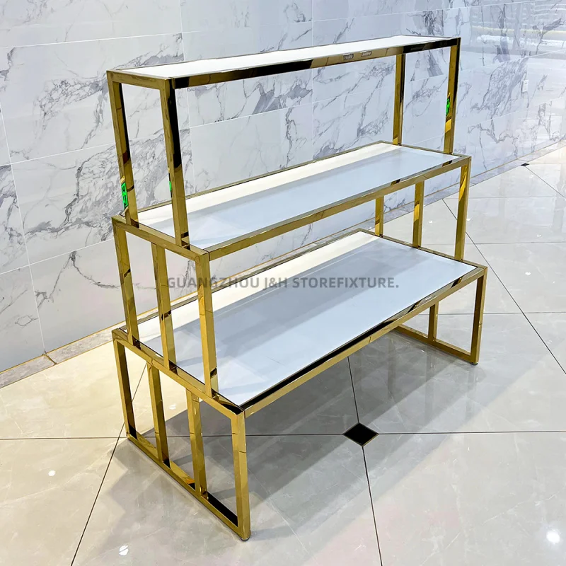 Customized. retail shoes rack display metal handbag display stand 3 tiers clothing boutique display showcase table furniture