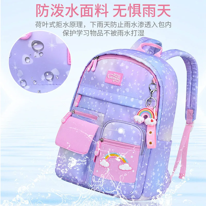 2024 New Student Schoolbag Men's and Women's Shoulder Pad Lightweight Waterproof Large Capacity Children's Backpack