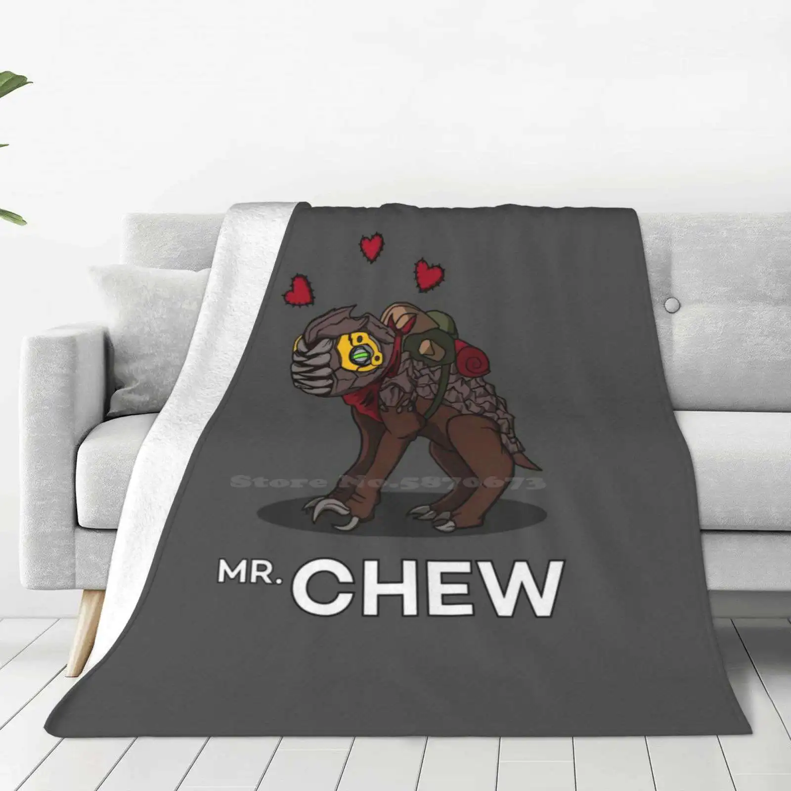 Mr , Chew Creative Design Light Thin Soft Flannel Blanket Fl4K Mrchew Skag Creature Thelivingethan Hearts Pet Digitalart Psycho