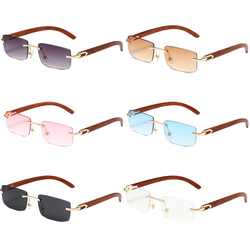 Gafas De Sol rectangulares sin montura a la moda para dama, Gafas De Sol Vintage Steampunk para Hombre, Gafas De Sol De marca De lujo, Gafas De Sol para Hombre