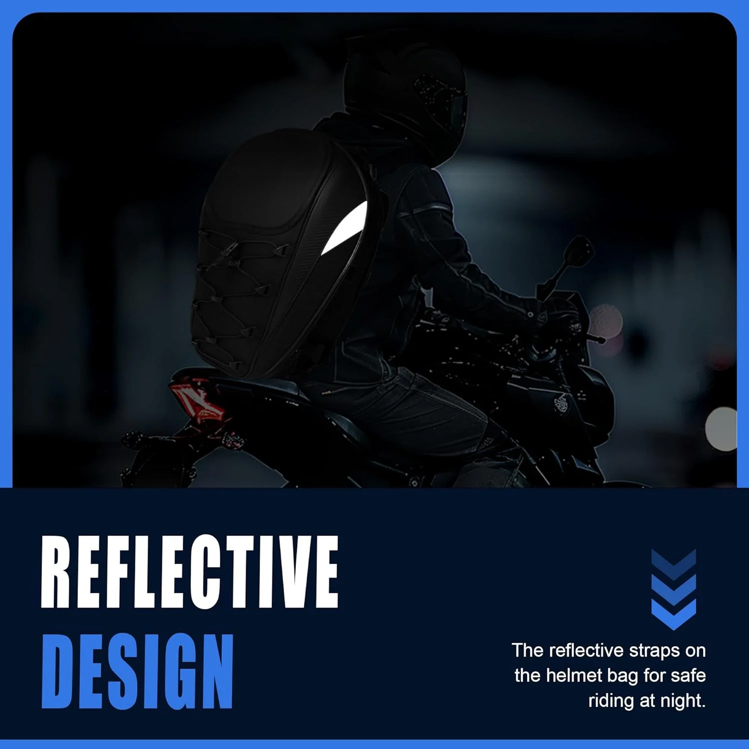 حقيبة دراجة نارية مقاوم للماء دراجة نارية السرج حقيبة عالية السعة دراجة نارية خوذة على ظهره عاكس الذيل حقيبة الأمتعة