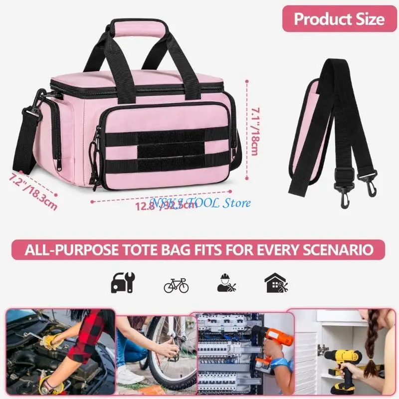 à outils rose 14 pouces à coutures renforcées L8RC pour femmes avec poches latérales