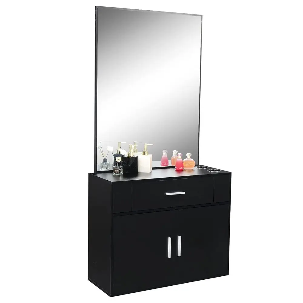 Wall Mount Sn Station, Barber Sn Station with Mirror Cabinet | 1 Storage Cabinet, 2 Hair Dryer Holders or Hair Stylist, Beauty S