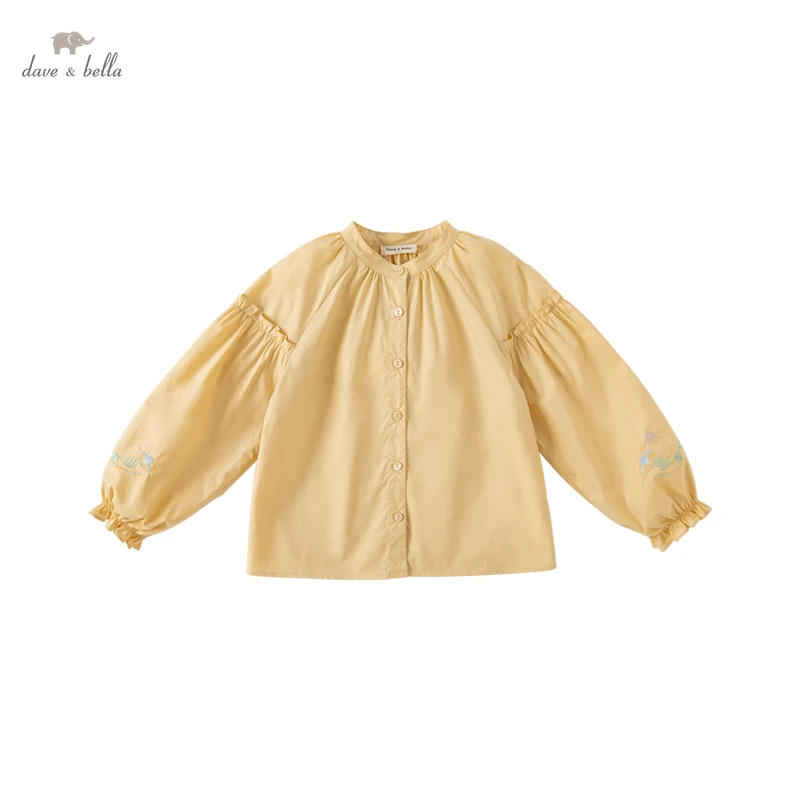 DK1231959 Dave Bella Spring 5Y-13Y Kids Girls Clothes Children Fashion Letter Solid  Shirt  Girls Hhigh Quality Fashion Tees