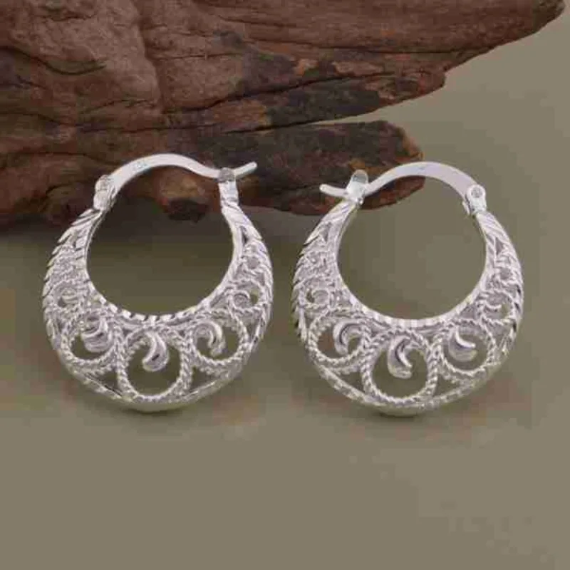 925 Sterling Silber Ohrringe mit Gitterblumen-Design für Damen, Hochzeit, Verlobung, Edle Schmuckstücke, Modische Luxus-Geschenke