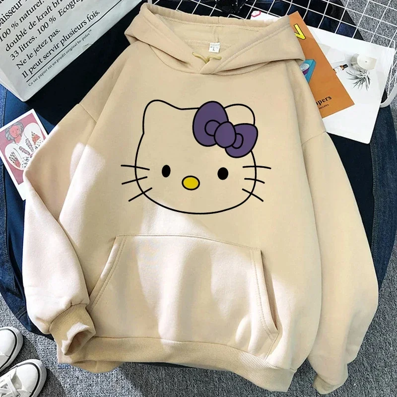 Women\'s Sweatshirts Emo Rock Clothing Sanrio Merchandise Y2k Hello Kitty Autumn and Winter Harajuku Long Sleeve Pattern Top