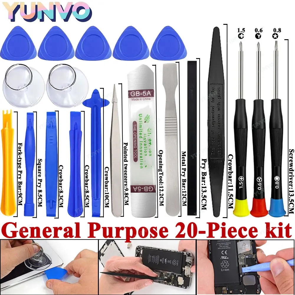 20 in 1 Precision Screwdriver & Spudger Pry Tool Kit, Phone LCD Screen Opening Repair Set for iPhone Samsung Xiaomi iPad