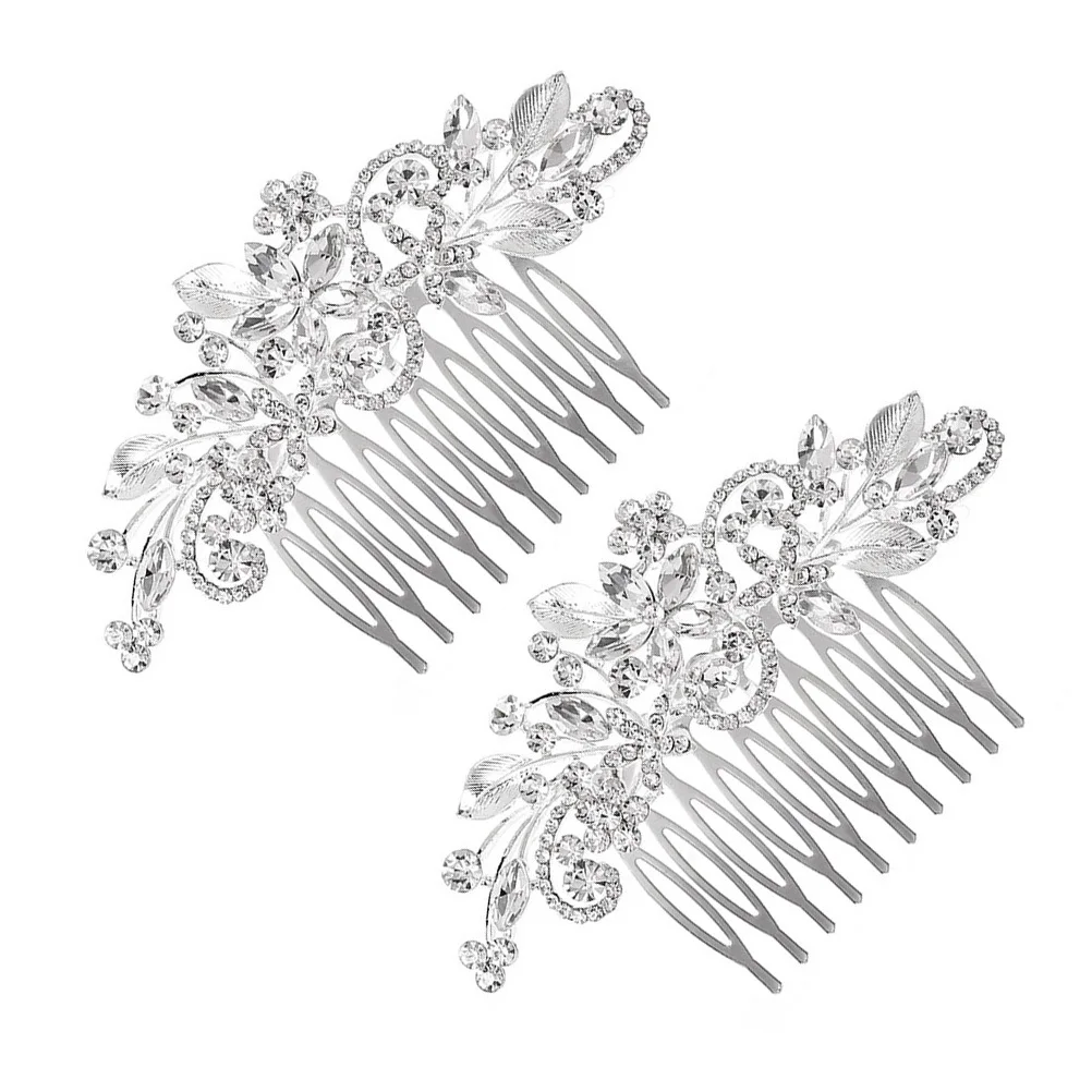 

2pcs Bride Hair Comb Elegant Rhinestone Headdress For Wedding Party Photography Props Women Fashion Hair Accessories