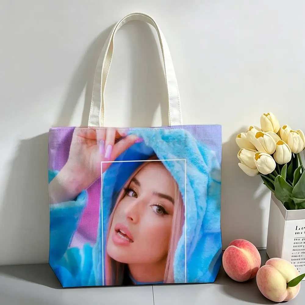 

Music Singer L-lola Indigo Printed Canvas Tote Bag Shoulder Bag Commuter Mommy Shopping Bag