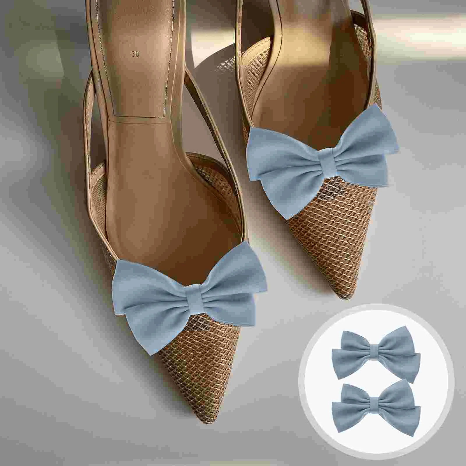 

2 Pcs Bow Shoe Buckle Heels Wedding Shoes Decor Alloy Clip Women's Cloth Clips Knot