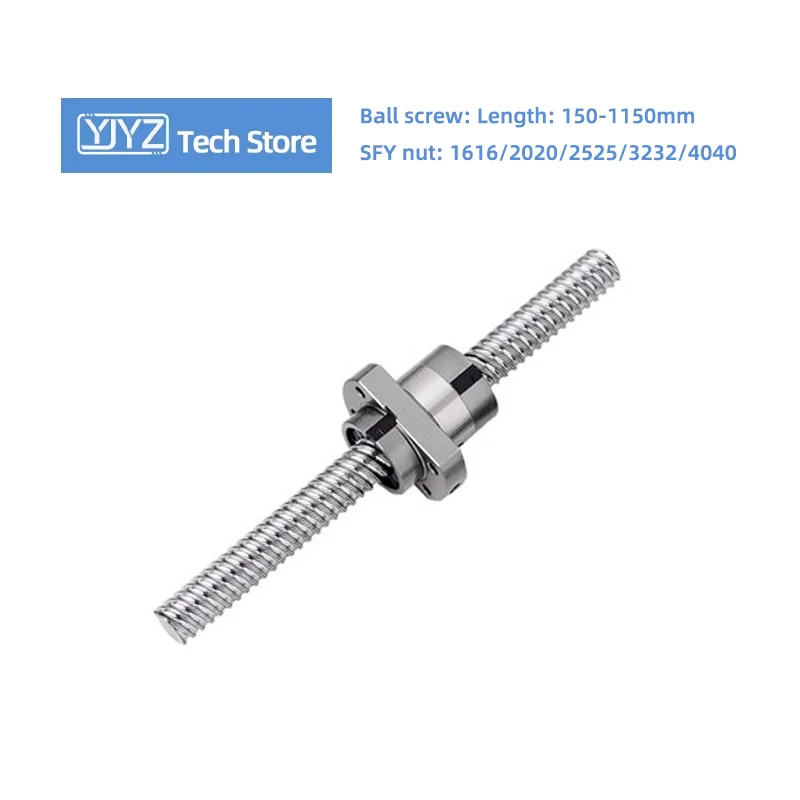 High precision Ball Screw With Nut And No End Machined SFY1616/2020/2525/3232/4040 Length 150-1150mm CNC Machined 3D Print Parts