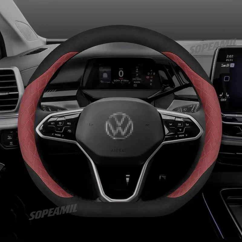 

Car Chamois Steering Wheel Cover For Volkswagen VW R Polo Beetle GTI GTE Golf MK2 MK3 MK4 MK5 MK6 MK7 MK8 B5 B6 B7 Accessories