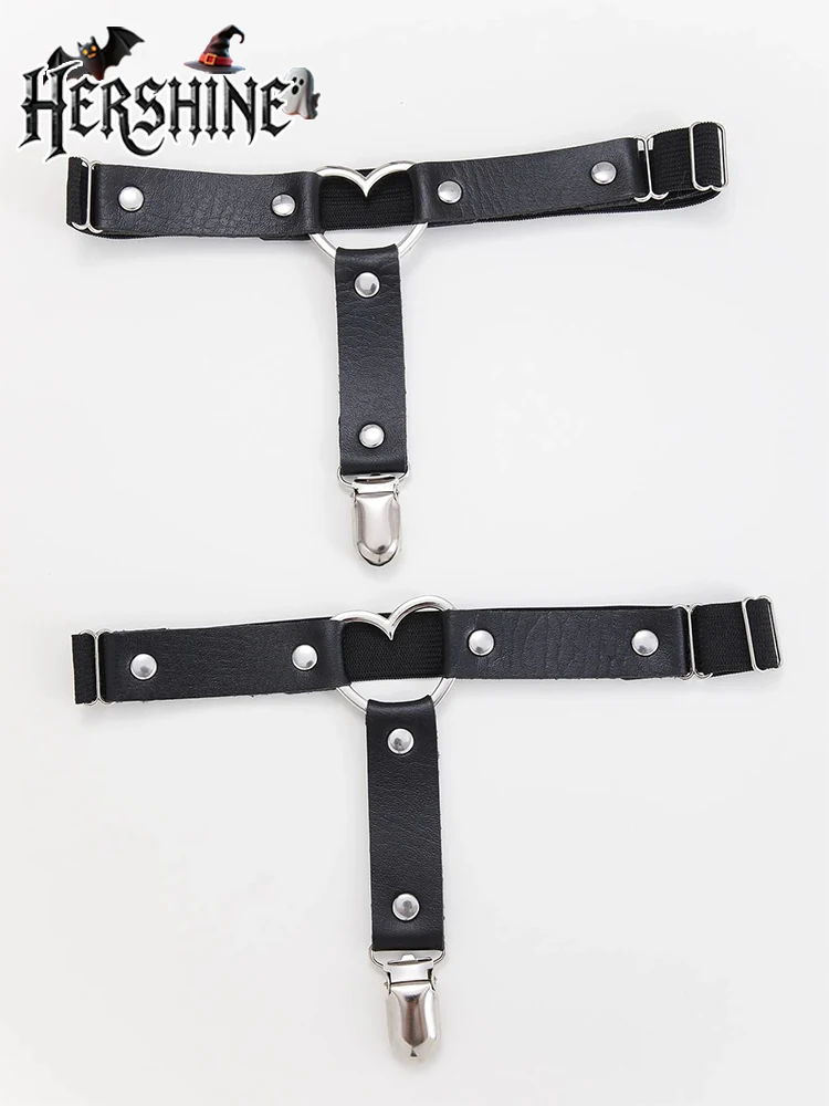 HERSHINE 2-delige combinatieset met hartvormige legging en kousenbanden Y2K donker, gothic, punk, Halloween modeaccessoires