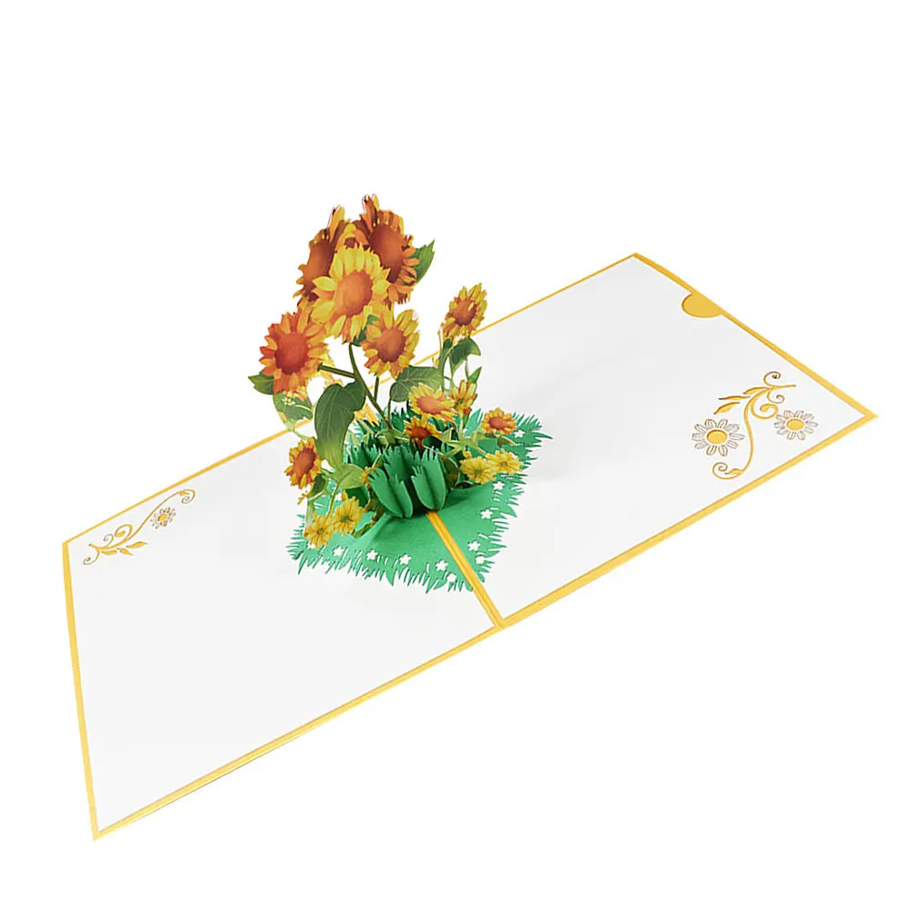 

3D Sunflower Greeting Cards Set of 3 Exquisite Lightweight Thank You New Year Xmas Cards for Loved Ones Special Moments