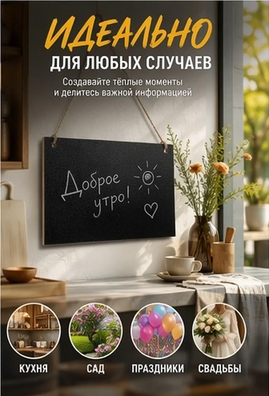 Small Hanging Chalkboard Sign Wooden Erasable Surface Space Saving Single Sided Chalkboard for Restaurants Bars Hotels Home