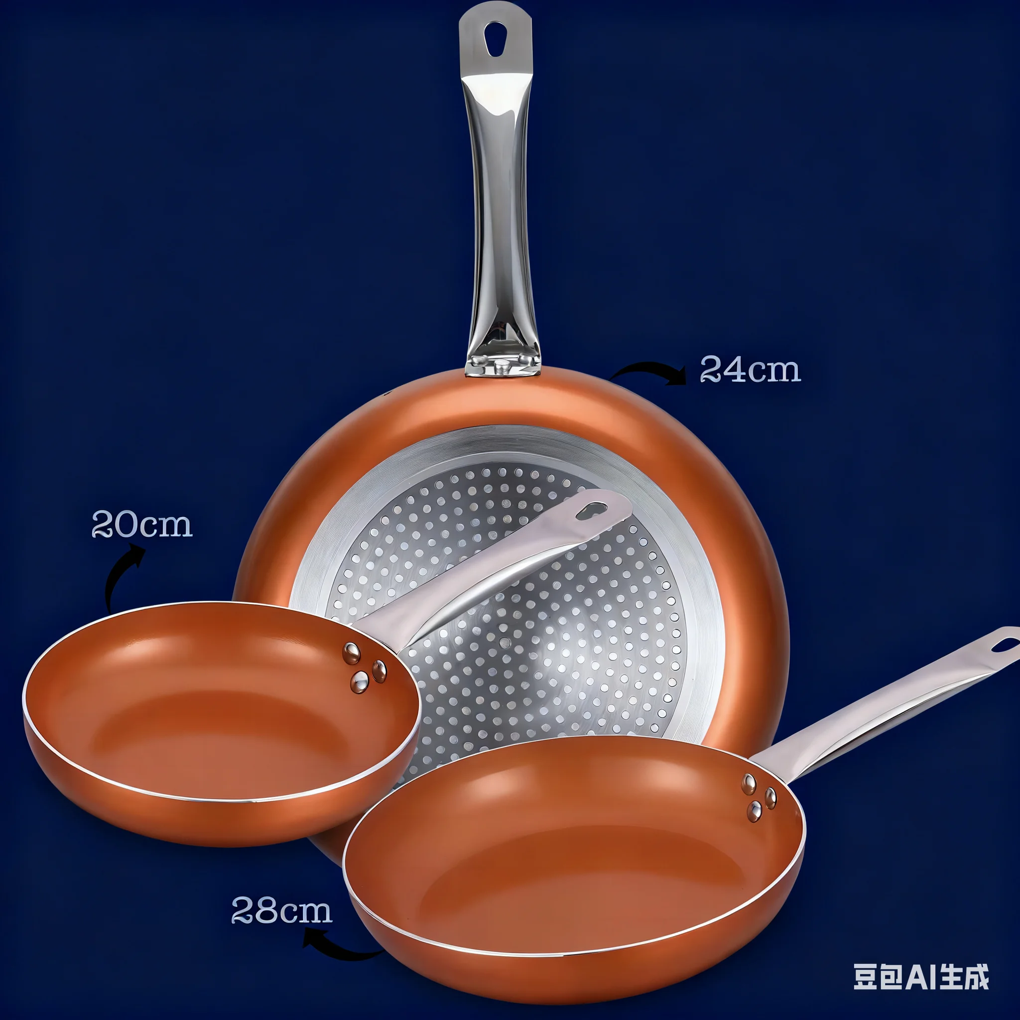 مجموعة مقالي ألومنيوم مضغوطة مكونة من 3 قطع من أوبتيموم بلس مع طلاء غير لاصق (20 24 28 سم) من الرخام الرمادي كوانيوم #1