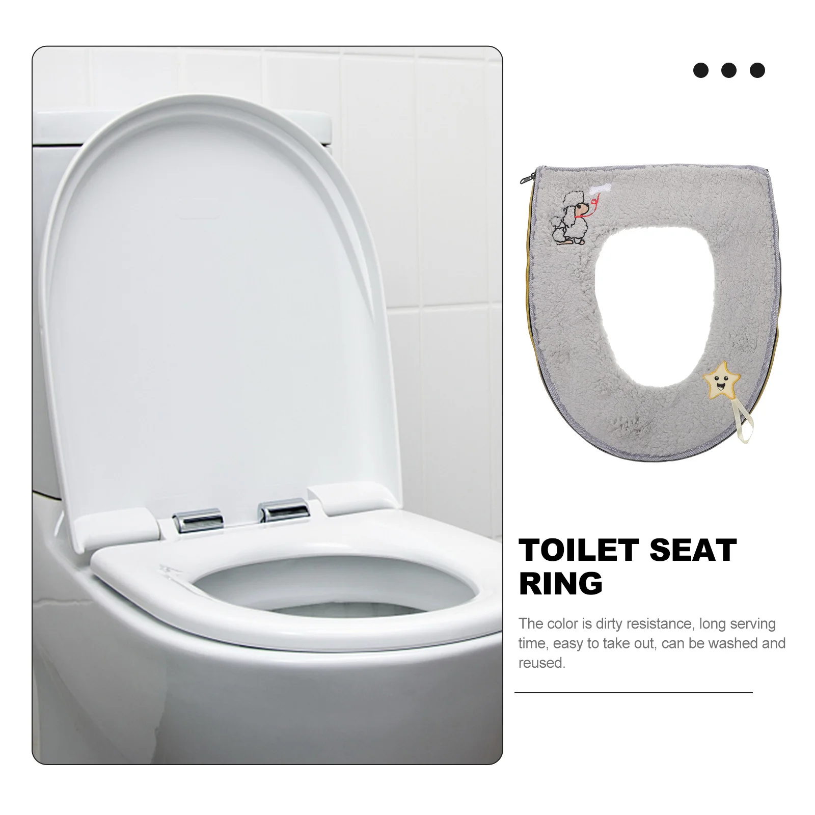 

Thickened Toilet Seat Cushion Grey Warm Soft Cashmere Easy Clean Reusable Comfortable Toilet Ring Mat For Ladies Mamas