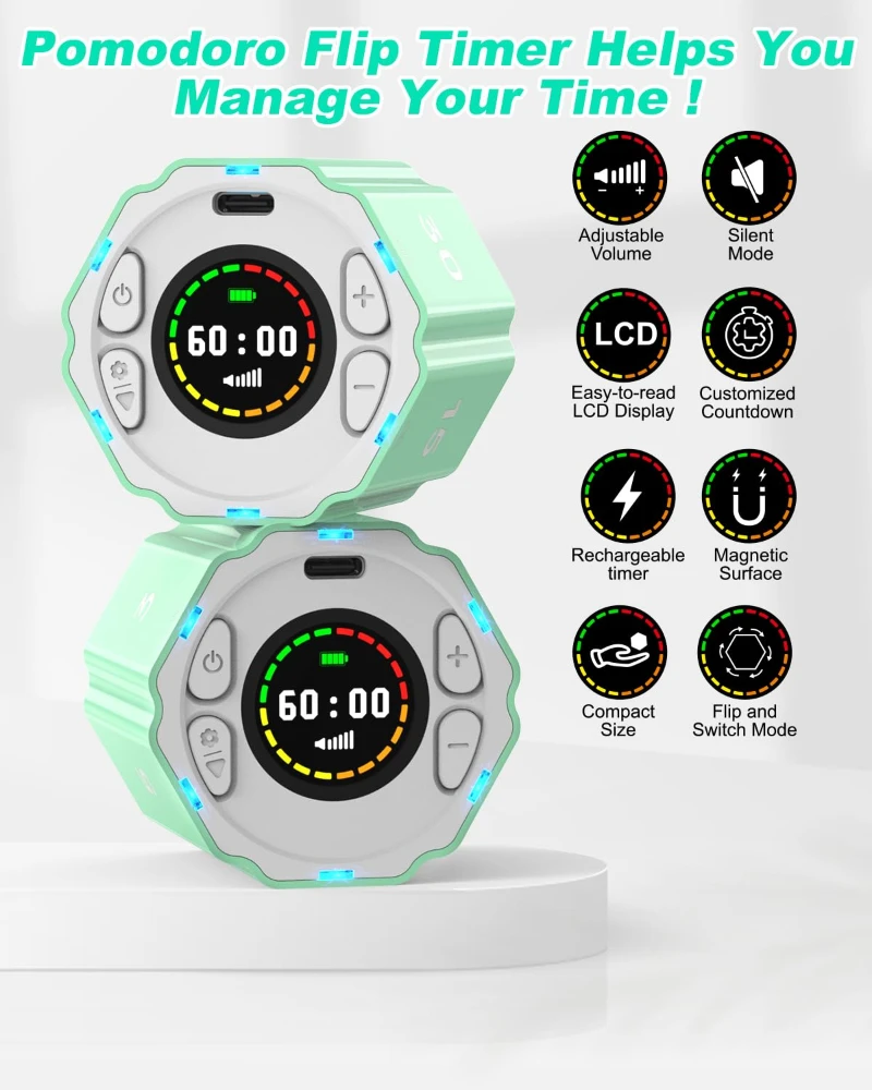 Picture 4: Digital Magnetic Hexagonal Timer Management Cube Timer with Customizable Alerts & Countdown for Cooking, Working，Studying
