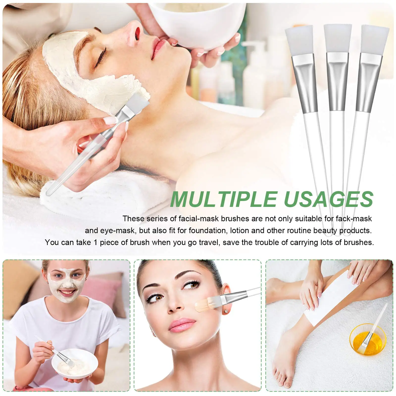 16 Gesichtsmasken-Pinsel - Professionelle Kosmetik- und Hautpflegewerkzeuge, Weiche Nylonborsten, Transparente Griffe – Detail 7