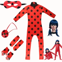 New Children's Anime Ladybird Costume with Separate Eye Mask  Cosplay Carnival Party Stage Performance Clothing for Kids Girls