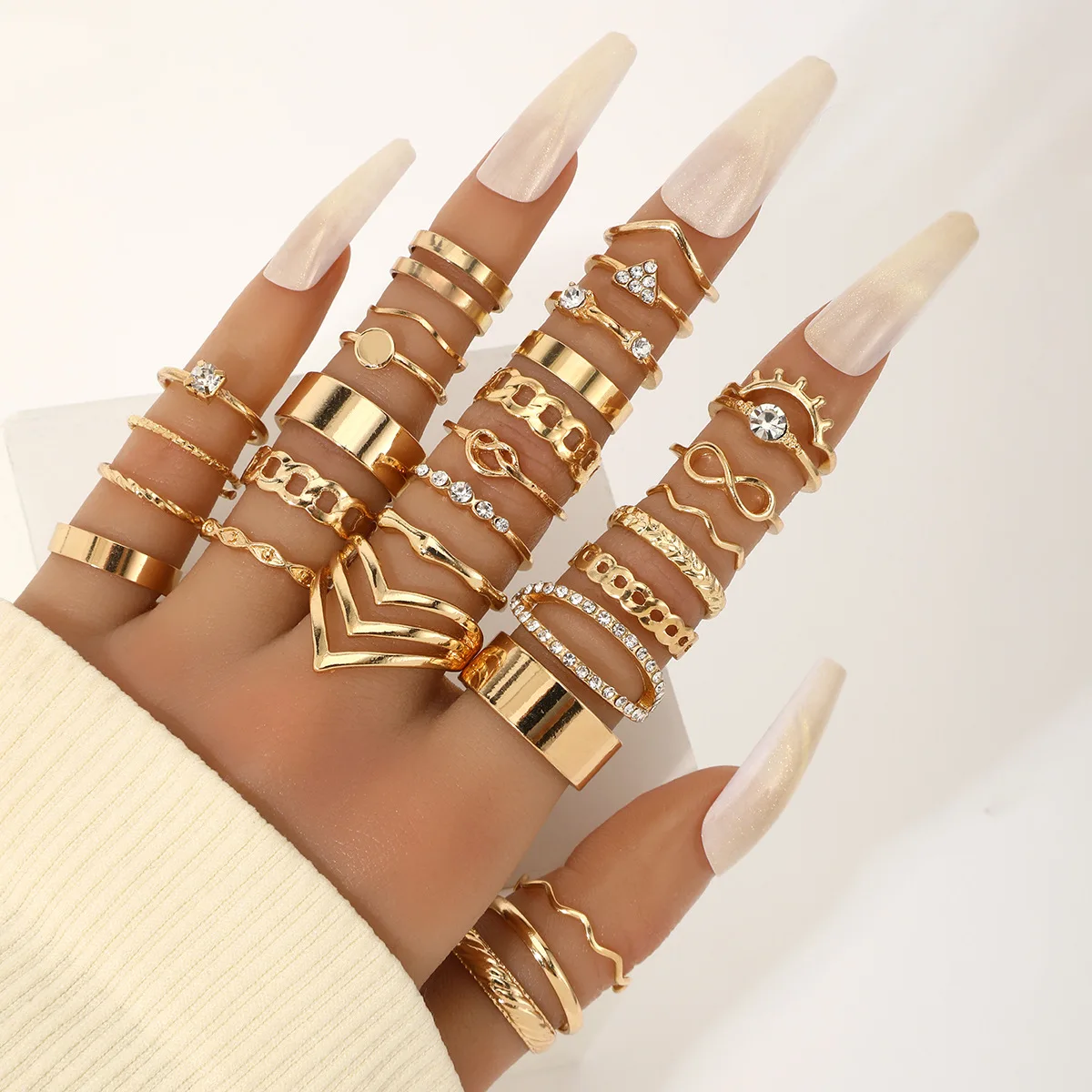 30Pcs Gold Color Knuckle Rings Set For Women Bohemian Geometric Finger Ring Girls Wedding Party Jewelry Gift