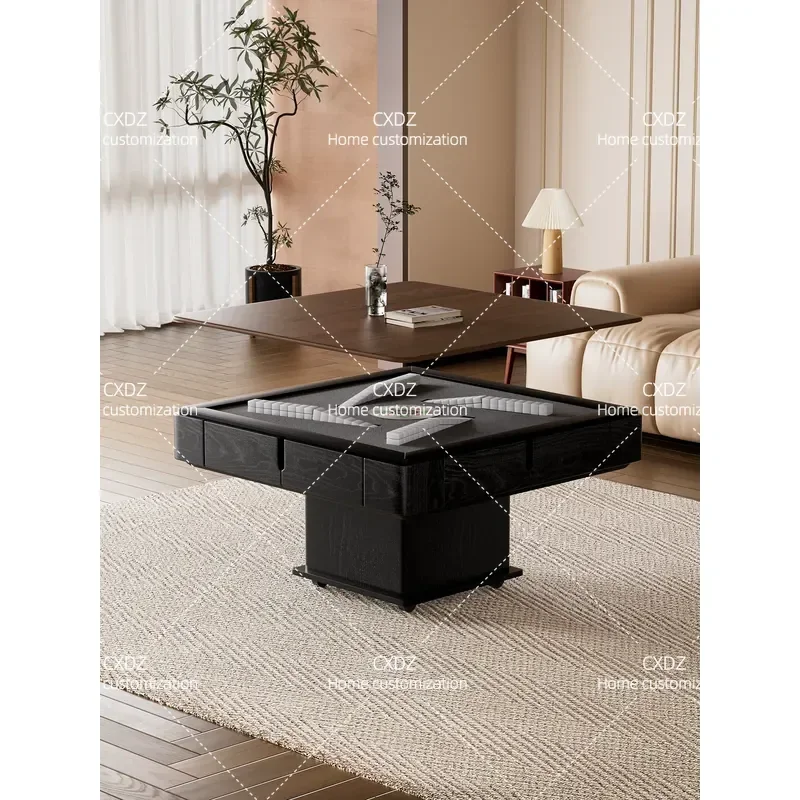 Lifting Coffee Table Solid Wood Mahjong Table Dual Purpose Integrated Fully Automatic Home Silent Mahjong Machine Retro Style