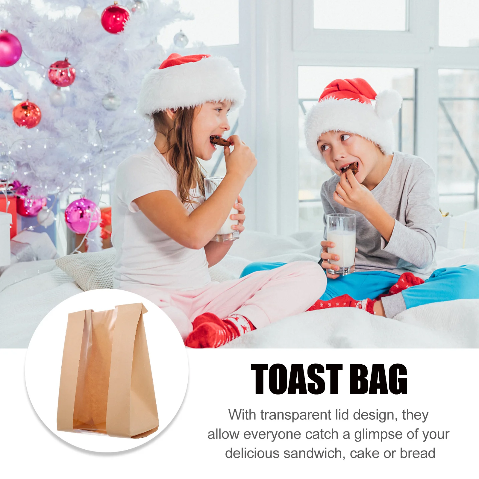 

50Pcs Kraft Paper Bread Bake Bags Toast Storage Pouches Food Wrapping Candy Cookie Gift Packaging Kraft Paper Bread Bags