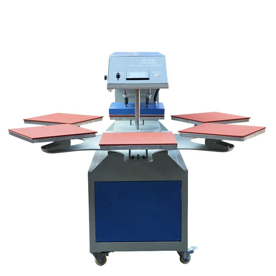 Pneumatic 6 Platens Automatic Rotation T-Shirt Heat Press Machine