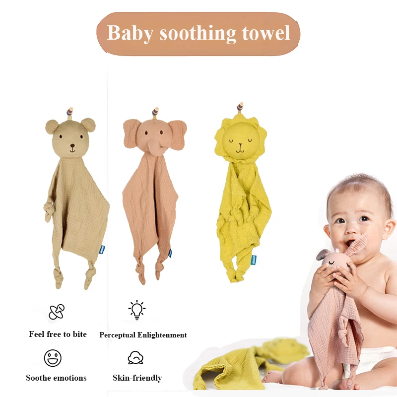 

Baby Cotton Muslin Soothing Towel Bunny Elephant Bear Soft Comforter Blanket Newborn Sleep-aid Dolls Boys Girls