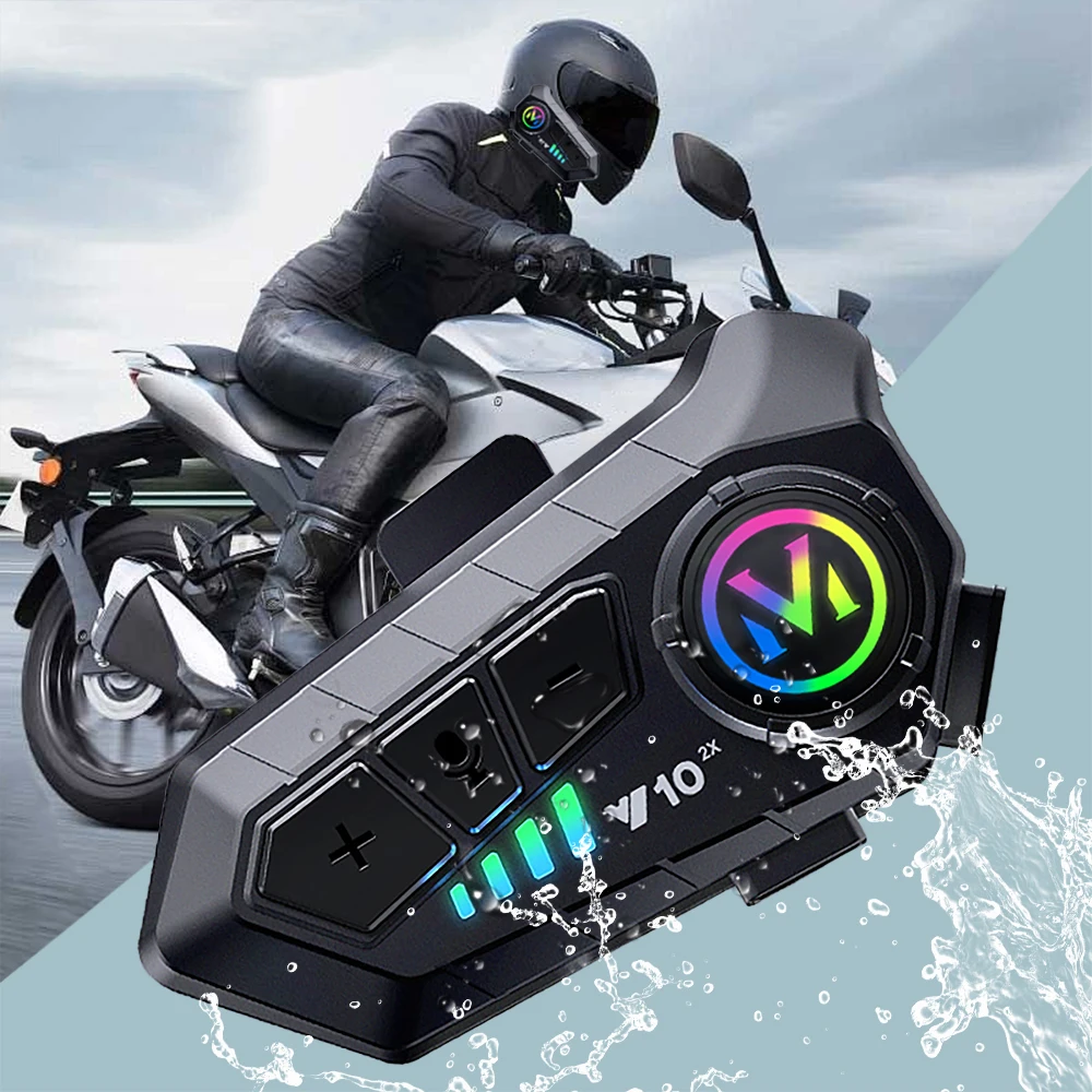 1/2x Music Interphone Bluetooth 5.3 Motorcycle Helmet Intercom Headset 300m Waterproof Intercomunicador Speaker Earphone