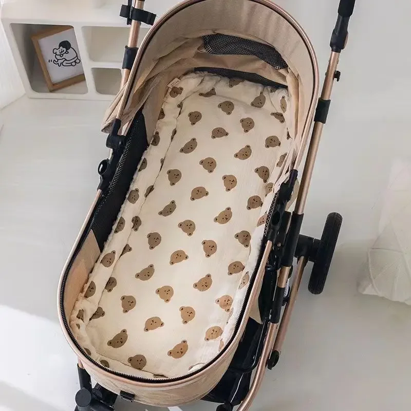 Cotton Soft Newborn Car Seat Pad Infant Pushchair Mattress Mat Kid Pram Accessories Gift Cartoon Bear Baby Stroller Seat Cushion