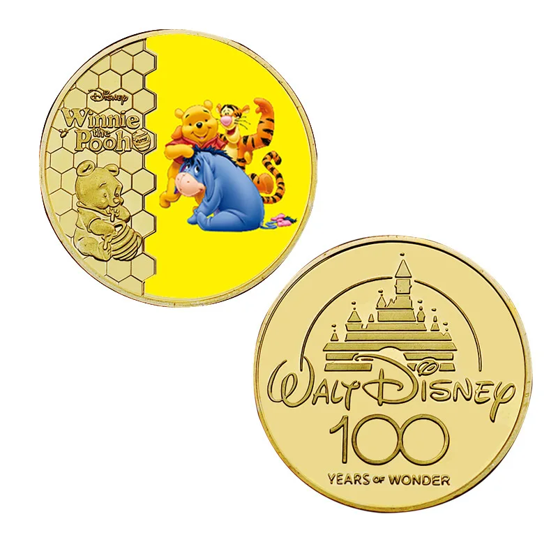 Disney Winnie The Pooh Commemorative Coin Action Anime Figures Eeyore Commemorative Coin Cartoon Toys Memorabilia Children Gifts