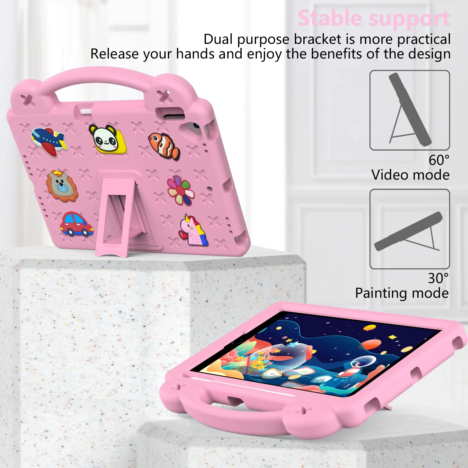 Capa para Tablet EVA Kids Safe Stand, Capa para iPad Air 11 Pro, 2020, 2021, 2022, 10th, 8th, 9th, 7th, 9.7 Generation, Mini 6, 4, 3, 2