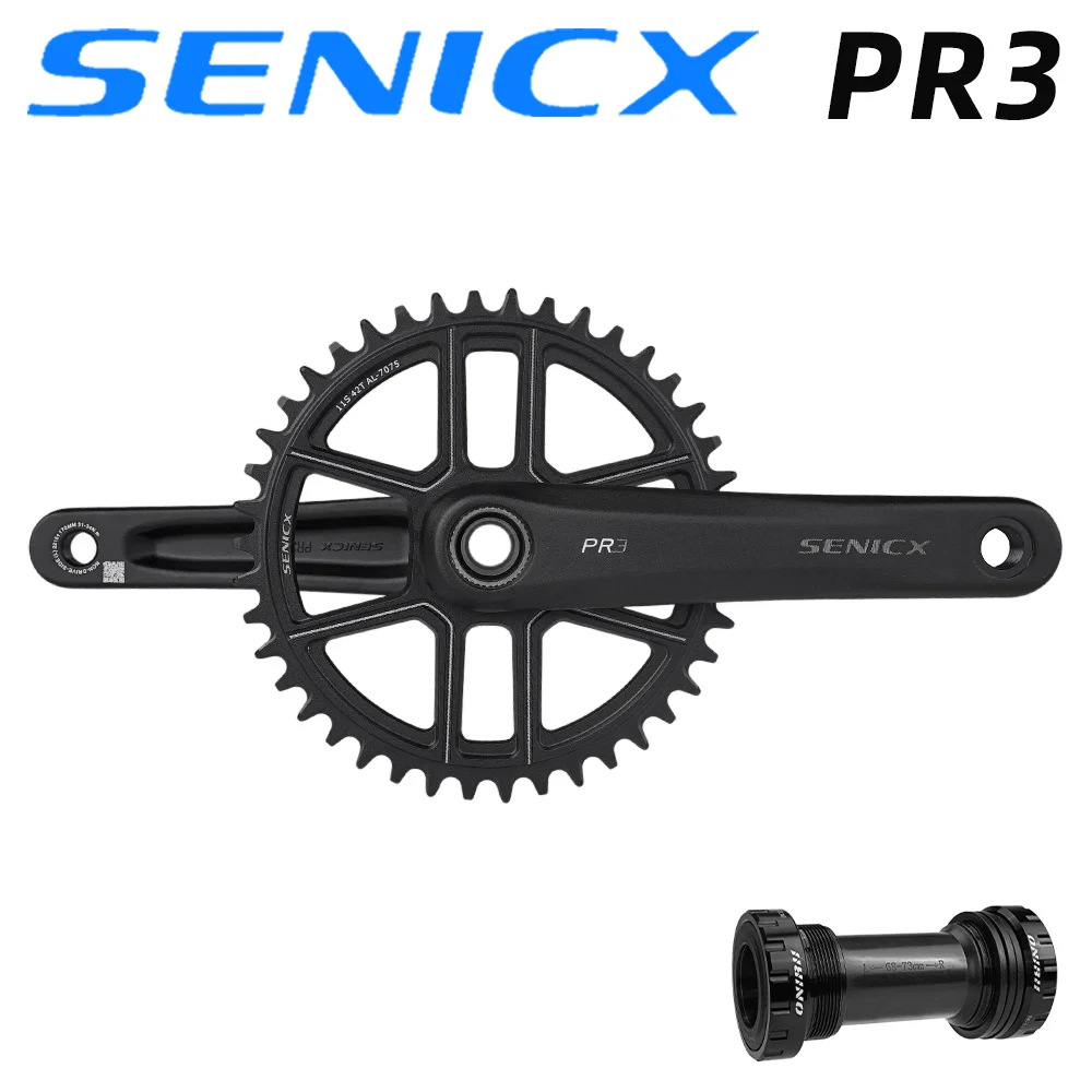 SENICX Crankset PR3 Road Cyclocros Crank 165/170/172.5/175mm Chainring 40/42/44T for Gravel Folding Bike 9/10/11/12 Speed  NEW