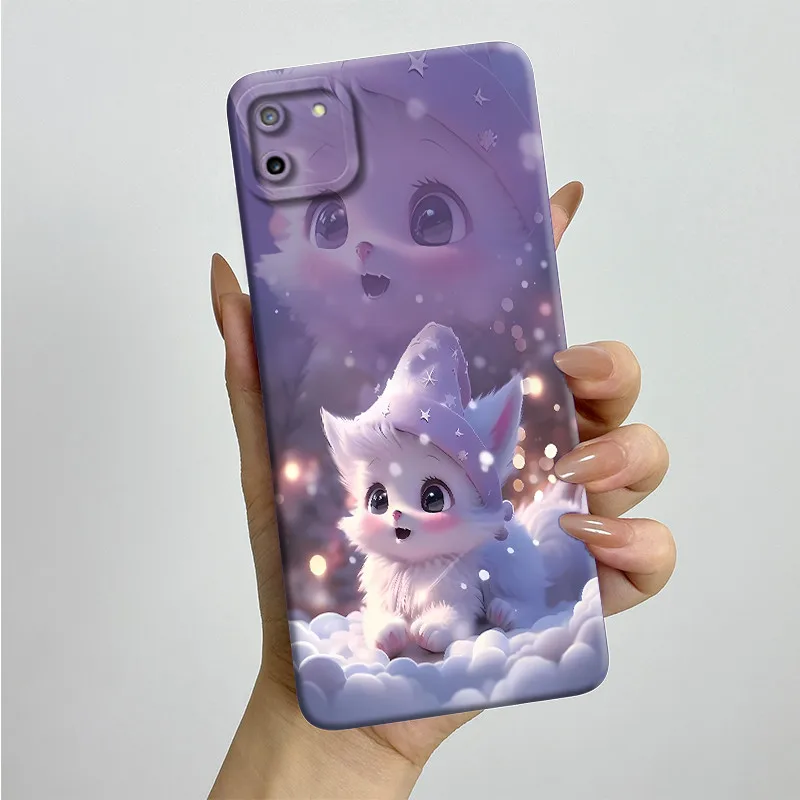 For Realme C11 Phone Case RealmeC11 RMX2185 Soft Silicone TPU Sweet Painted Casing Cute Cartoon Printed Protective Back Cover