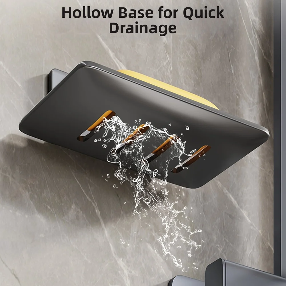 Metal Wall Mount Soap Holder No Drill Bathroom Organizer With Drain Holes Single Layer Drain Soap Box Storage Rack