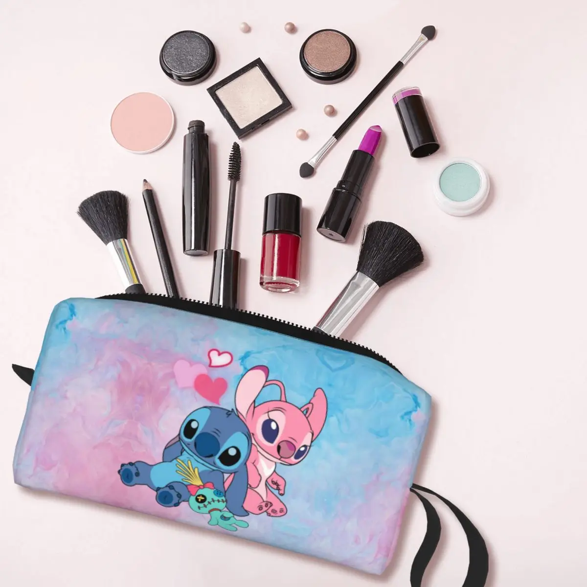 Custom Stitch Angel Makeup Bag for Women Travel Cosmetic Organizer Fashion Disney Anime Storage Toiletry Bags