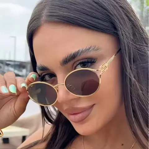 1-2PCS New Fashion Brand Sunglasses Retro Small Frame Woman Man Metal Cat Eye Glasses Shades UV Protection Sun Glasses with Box