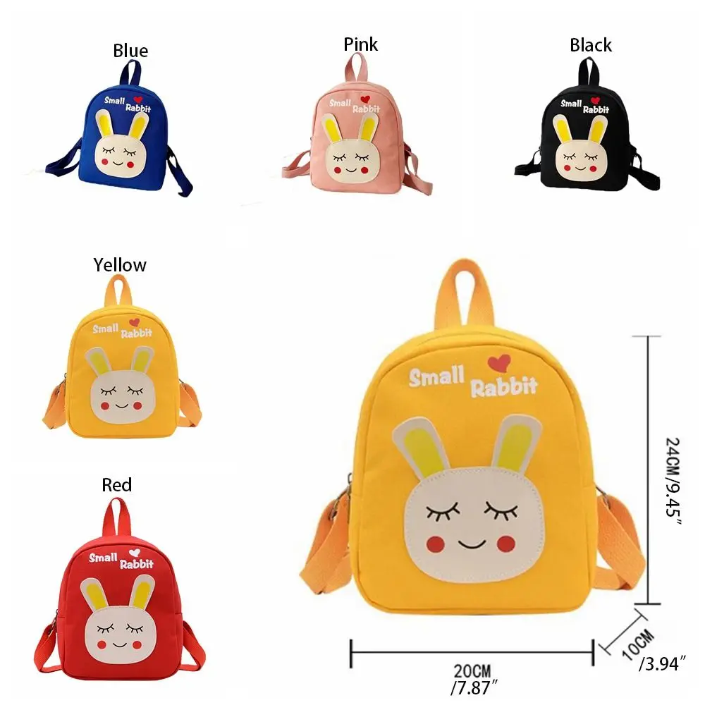 Cute Little Rabbit Backpack Breathable Wear-resistant Kindergarten Canvas Backpack Lightweight Children's Cartoon Schoolbag