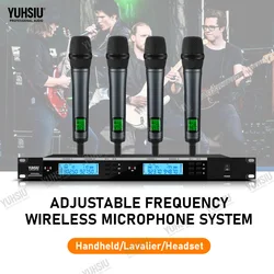 YUHSIU Professional UHF Wireless Frequency Modulation Microphone System 900MHz Handheld Headset Lavalier Suitable for Stage Mic