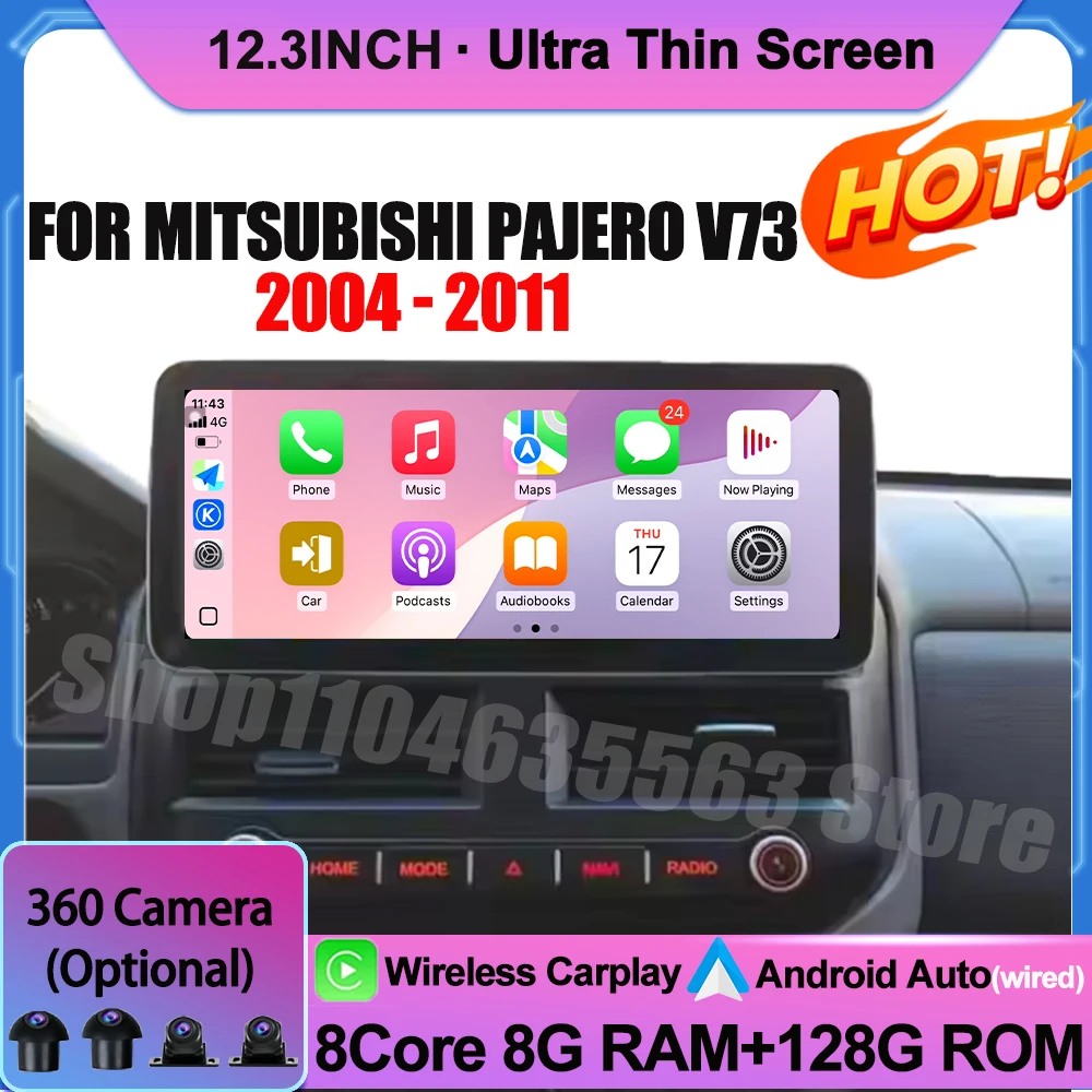 

Android Auto Radio 2400*900P Multimedia Player Stereo Navigation GPS QLED Screen FOR Mitsubishi Pajero V73 2004 - 2011 Head Unit
